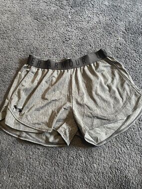 Under Armour Women's Heather Gray Athletic Running Shorts with Branded Waistband